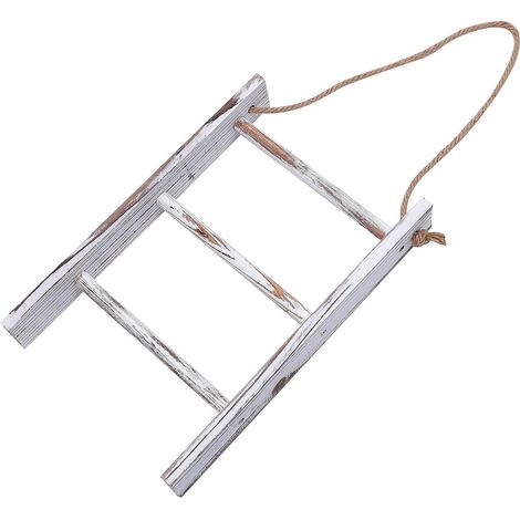 Porte-Serviettes Suspendu en Bois Massif, Forme Trapézoïdale 40x26x5,5 Cm, Style Vintage Nordique avec Corde, Étagère de Rangement Créative pour Salle de Bain Couleur Aléatoire (1/5)