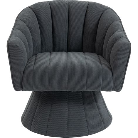 Fauteuil pivotant 360° élégant avec assise et dossier ergonomiques, accoudoirs enveloppants, design moderne et base stable – idéal pour bureau, salon ou home office,Gris foncé (1/5)
