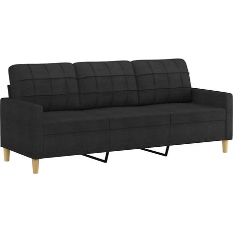 3-Sitzer-Sofa Schwarz 180 cm Stoff vidaXL
