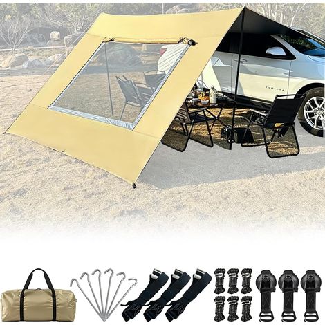 Auvent pour Camping-Car 2,8 x 4,8 m, avec moustiquaire et Sac de Rangement, Bâche de Camping Double Couche, imperméable et Anti-UV, Compatible avec Camping-Cars (Tige de Support Non Incluse) (1/5)
