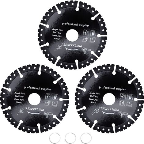 Lame de scie 5 pouces, disque de meuleuse d'angle soudé en acier inoxydable pour feuille fine de fer, marbre granit 3 pièces (1/5)