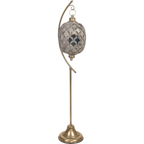 Portavelas de metal dorado 29.5x25x131h cm