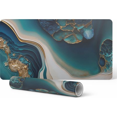 Alfombrilla de escritorio moderna para teletrabajo, dise帽o abstracto de olas, 120x60 cm.