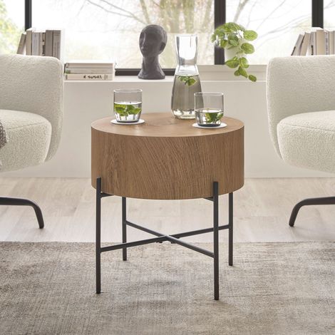 Table basse ronde 45x45x45cm naturel et noir (1/3)
