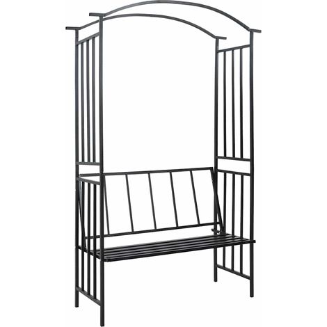 vidaXL Arco da Giardino con Panca Nero 128x50x207 cm in Ferro (1/5)