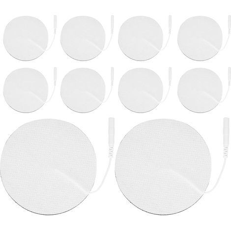 Lot de 10 électrodes rondes auto-adhésives non tissées pour appareil de massage TENS (8 cm). (1/5)