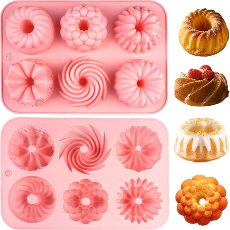 Kleine Silikon-Gugelhupfformen, praktische Backformen, 2er-Set, wiederverwendbare Silikon-Gugelhupfformen, Mini-Gugelhupfformen mit Antihaftbeschichtung (1/5)