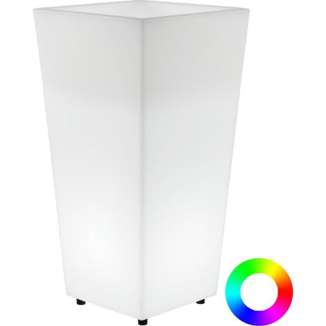 MELISA 40 Fioriera quadrata e alta con luce per piante e fiori molto resistente. Carica solare e batteria ricaricabile. Luce RGB e realizzata in polietilene in Spagna. (1/5)