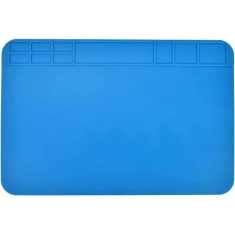 Tapis à Souder En Silicone, Tapis de Réparation en Silicone, Tapis de Soudure Résistant à la Chaleur, pour la Réparation de Circuits Imprimés, 30 x 20cm, Bleu (1/5)