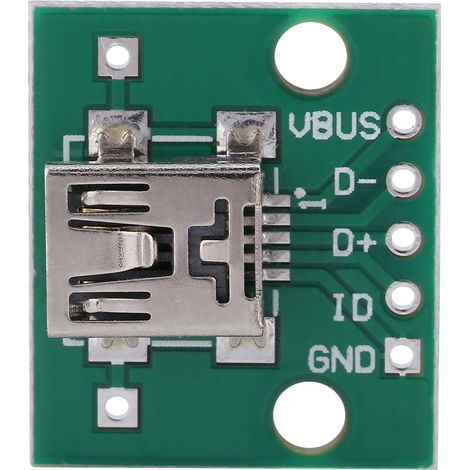 Lot de 10 adaptateurs mini USB vers DIP 5 broches 2,54 mm pour circuits imprimés, alimentation USB DIY (1/5)