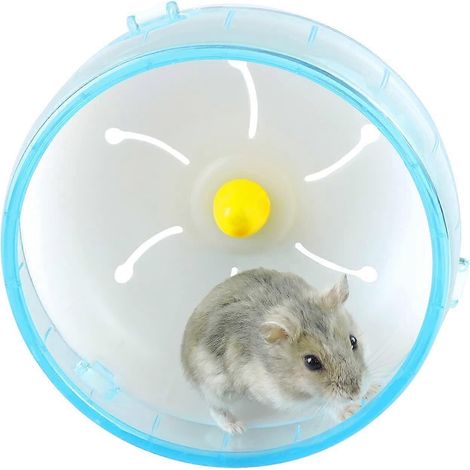Roue d'exercice silencieuse pour hamster nain de 12 cm (4,72 pouces), accessoire pour cage, couleur or, motif Shih Tzu Bear (bleu). (1/5)