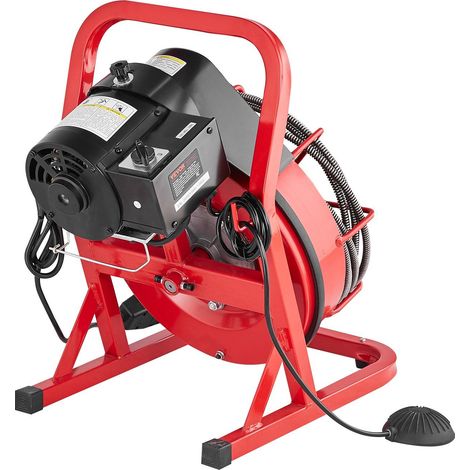 Machine de nettoyage de drains 50FT 3/8 pouce avec 4 lames et interrupteur à pied pour tuyaux de 2 à 4 pouces rendement supérieur (1/5)