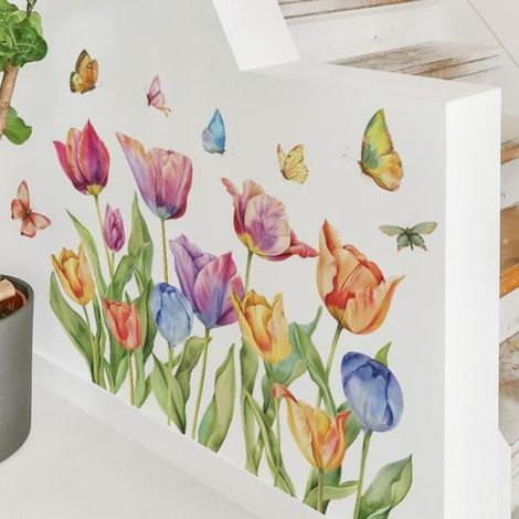 Autocollant mural - Fleur de Jardin - Tulipe - Vinyle - Décoration murale - Design contemporain (1/4)
