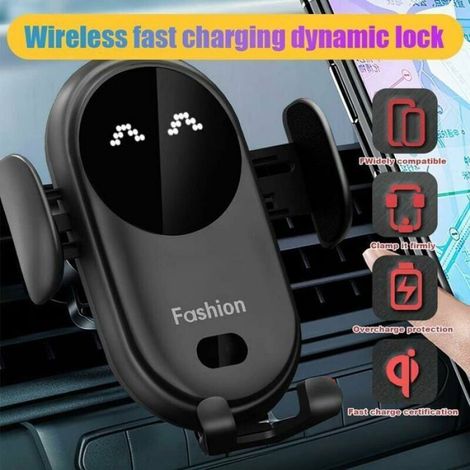 Chargeur Induction Voiture - Verrouillage Automatique - Rotation 360° - Compatible iPhone Samsung Huawei - 10 W - Noir (1/4)