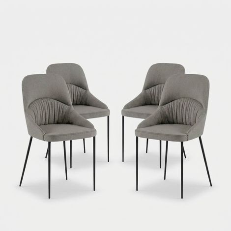 Set de 4 sillas tapizadas en tejido fácil de limpiar Harmony - Gris claro (1/5)