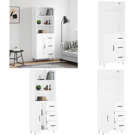 Buffet haut Blanc 69,5x34x180 cm Bois d'ingénierie - Buffet blanc - Bois d'ingénierie (1/5)