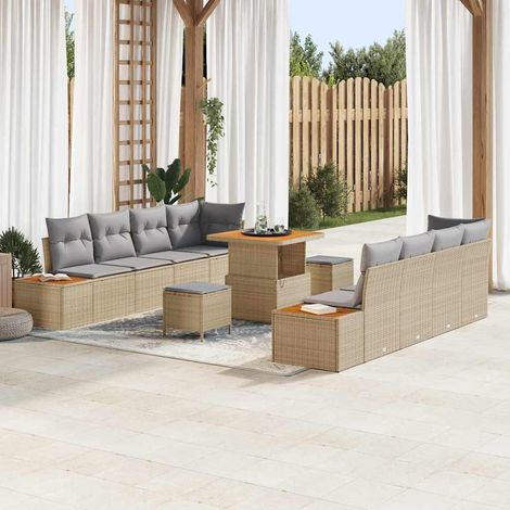 Gartensofa-set 11 pcs Beige Poly-Rattan