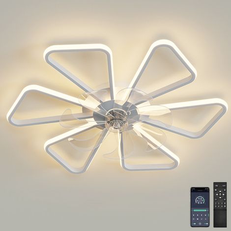 Ventilateurs de plafond avec lumières, ventilateur de lustre LED à intensité variable avec télécommande et application, 6 vitesses de vent, 70 cm (1/5)