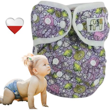 Pañales reutilizables con cubierta PUL y estampado de animales marinos NappiMe (1/5)