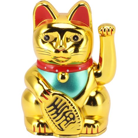 Zoll große goldene Glückskatze, winkende Katze, Bürodekoration oder Geschenk für Zuhause.