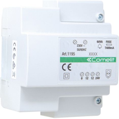 Transformateur rail DIN 60VA 0-230V / 0-12V-24 5 modules - COMELIT - 1195