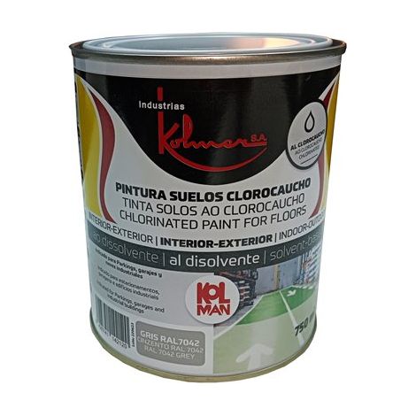 Pintura KOLMAN suelos-parking clorocaucho gris RAL 7042 750 ml