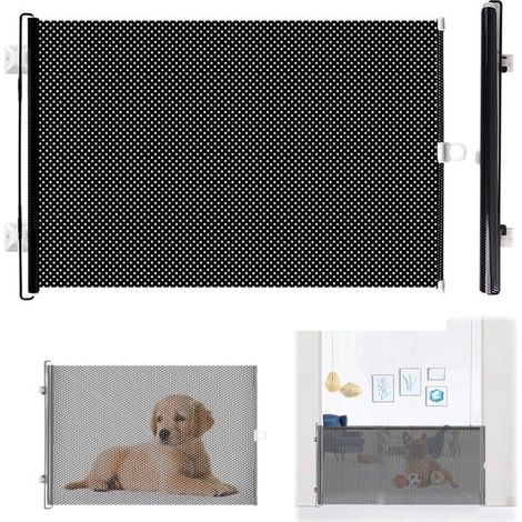 Jaula para perros，puerta de seguridad para perros，red de protección contra lesiones，altura 40 cm，longitud extensible 125 cm，negra