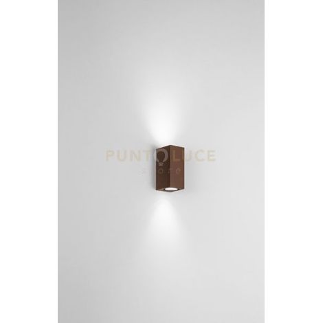 APPLIQUE ZENO SQUARE CORTEN 2 LUCI ATTACCO GU10 IP65 H.15,5CM