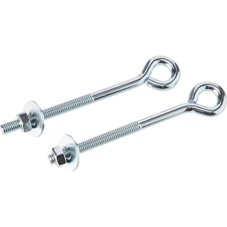 Boulon à œil avec écrou/rondelle, Blanc, Set de 2 Pièces (1/4)