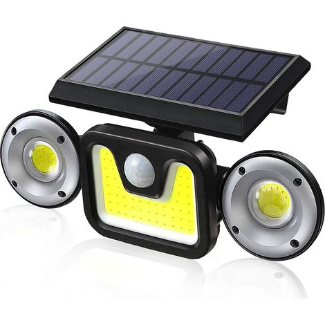 Projecteur solaire de sécurité extérieur avec détecteur de mouvement, étanche IP65, orientable, applique murale. (1/4)