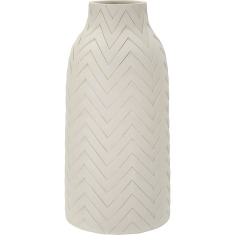 Vaso Winter moderno in MGO color crema - Ø 29x60 cm, texture a rilievo e forme morbide - Vaso da interno decorativo