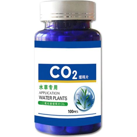 Comprimés CO2 - Pour Plantes Aquatiques - Libération Lente - Effervescents - 100 Unités Par Flacon