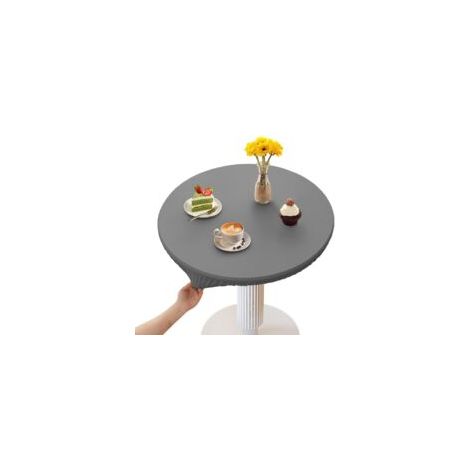 Nappes Rondes 100Cm avec Bord Élastique, Cuir PU Nappe Ronde, Gris Anti Taches Nappe De Table, pour Cuisine, Extérieur(Convient Aux Tables De 80-90cm) (1/5)