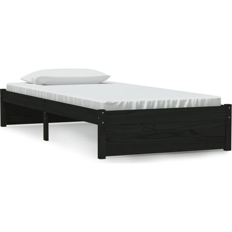 Maison Exclusive - Massivholzbett Schwarz 90x190 cm (1/5)