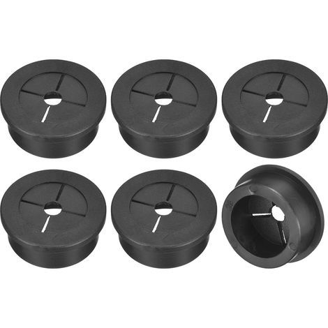6 Pcs Passe-Câble pour Cordon, 28mm Passe-Câble de Bureau en Caoutchouc Flexible Grommets de Fil Cache-Trou pour Bureau Organisateur de Câbles d'Ordinateur, Noir (1/5)