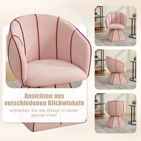 Fauteuil pivotant rose en tissu chenille, livré à l'unité, adapté aux adultes et ados. Conception ergonomique à dossier haut, parfait pour chambre et salon. (1/5)