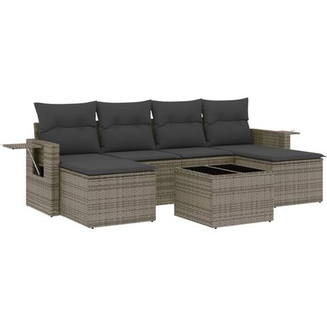 Maison Exclusive - 7-tlg. Garten-Sofagarnitur mit Kissen Grau Pol (1/3)
