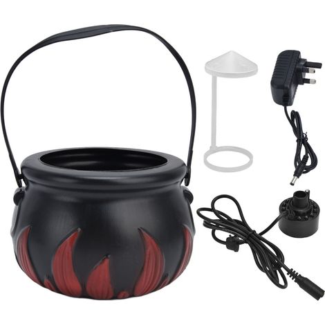 Fumigène Sorcière Halloween avec lumière LED multicolore, machine à brouillard et fumée pour fête, prise UK 100-240V, flamme rouge.