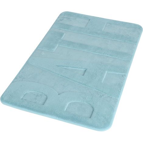 Idro Bric Tappetino Da Bagno Memory Foam 45x75 Cm Azzurro Scritta Bath (1/4)