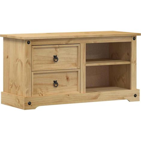 Mueble TV multimedia estantería para televisión buffet para televisión comedor salón dormitorio Corona 100 x 40 x 52 cm madera maciza de pino marrón 020027564