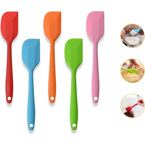 Spatule Silicone - Lot de 5 - Alimentaire Sans BPA - Résistance 260°C - Cuisine et Pâtisserie - Multicolore (1/5)