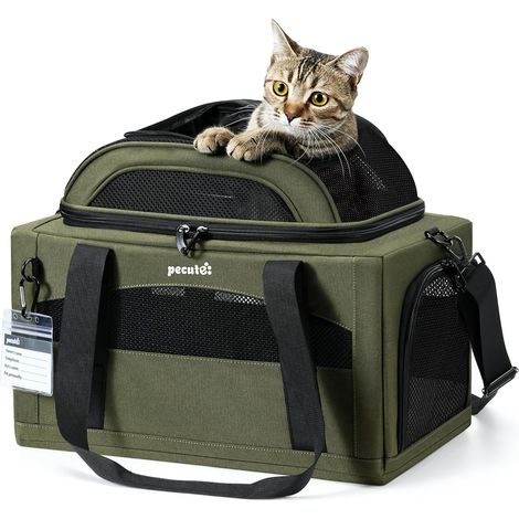 Sac de Transport pour Chien et Chat Extensible avec Coussin, Cage de Transport Souple pour Voyage en Avion et Voiture, Confortable et Respirant (1/5)