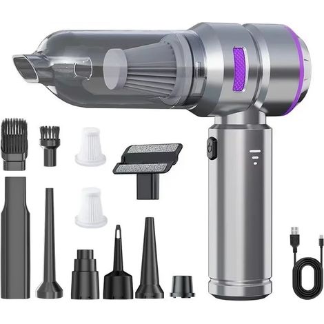 Aspirateur de voiture haute puissance Portable sans fil moteur sans brosse Machine de nettoyage plumeau d'air puissant pour appareil ménager,Purple 2HEPA
