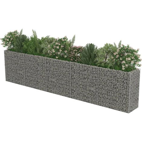 Jardinière, Pot de Fleurs d'extérieur, Lit surélevé à gabion Acier galvanisé 450x50x100 cm OIB6155E (1/5)