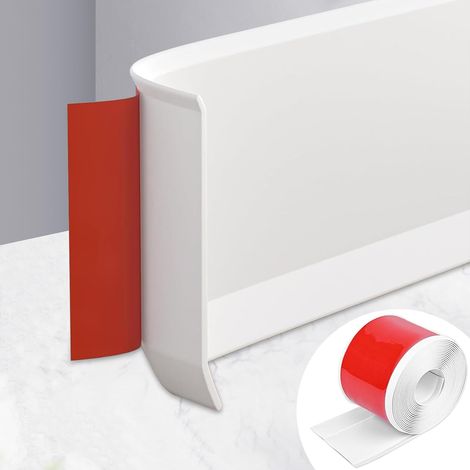 Skirting Board Soft PVC Self Adhesive Skirting Board 15cm x 3m Kitchen Skirting Board 15cm x 3m Decorative Wall Finish Bar Living Room Bedroom (White) (1/5)