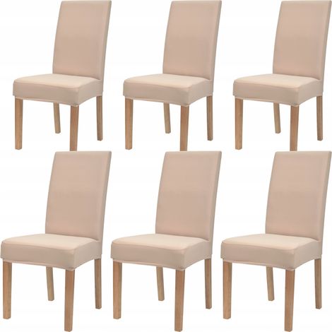 Coprisedie elasticizzati, lisci, taglia L, TESS, 6 pezzi, beige chiaro