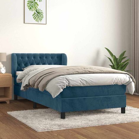 vidaXL Sommier à lattes de lit avec matelas Bleu foncé 90x200 cm (1/5)