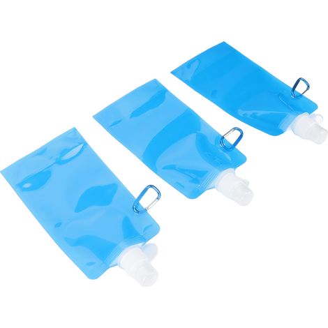 Multifunktionale, faltbare Wasserflasche aus BPA-freiem, weichem PE, ideal für Reisen und Camping im Freien, 700 ml, blau. (1/5)