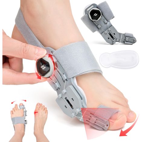 Correcteur d'oignon pour hommes et femmes, taille universelle ajustable - Attelle pour oignon avec redresseur de gros orteil et 2 coussinets pour un meilleur maintien sans abîmer la peau, gris (1/5)