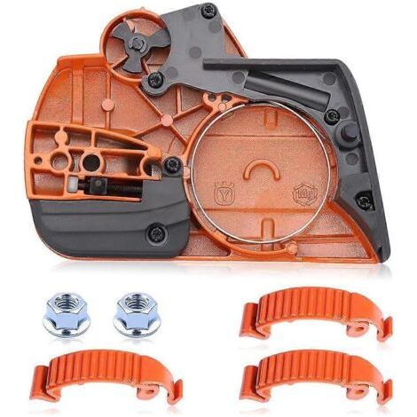 Ensemble de frein à chaîne et couvercle d'embrayage latéral pour tronçonneuse Husqvarna 440 - Orange et Noir (1/5)